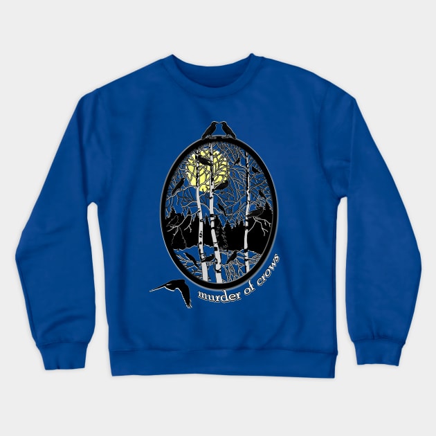 Murder Of Crows Artistic Oval Design Crewneck Sweatshirt by 2HivelysArt